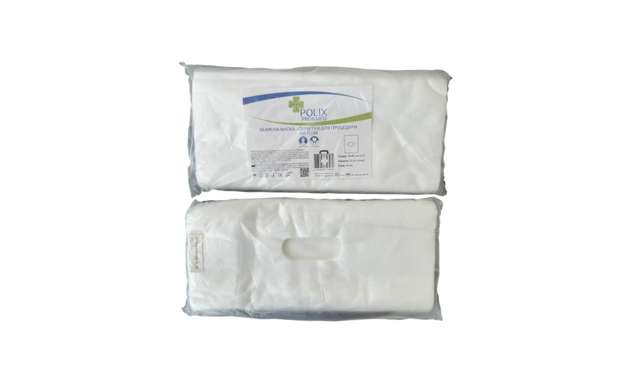 Захисна маска-серветка AIR Flow Polix PRO&MED 30х40см (25 шт./уп.) зі спанлейсу. Колір: білий