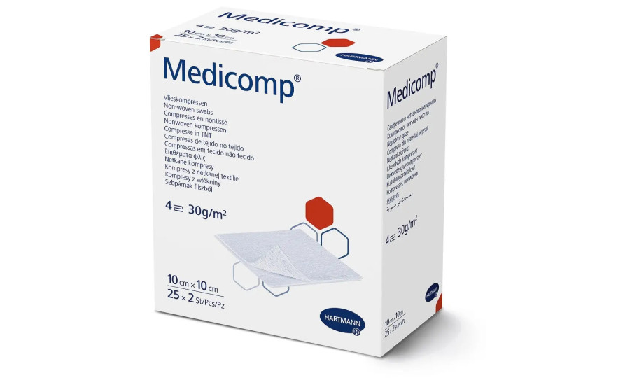 Серветка з нетканого матеріалу Medicomp® / Медікомп 10см х 10см, 2шт. в пакунку