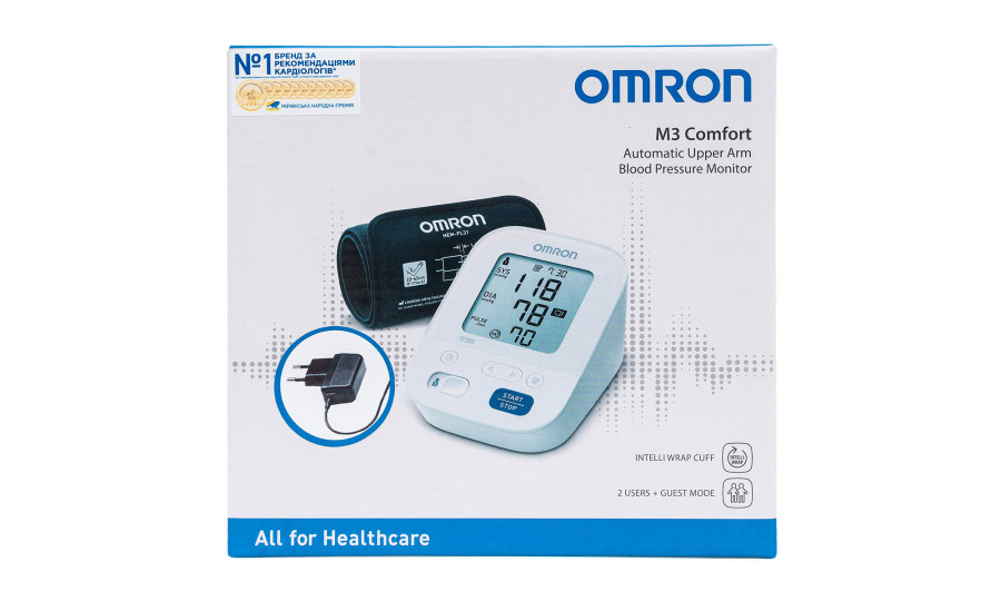 Тонометр автоматичний M3 Comfort (HEM-7134-E) з манжетою Intelli Wrap + адаптер S Omron