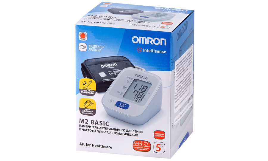Тонометр автоматичний Omron M2 BASIC з адаптером і манжетою 22-32 см