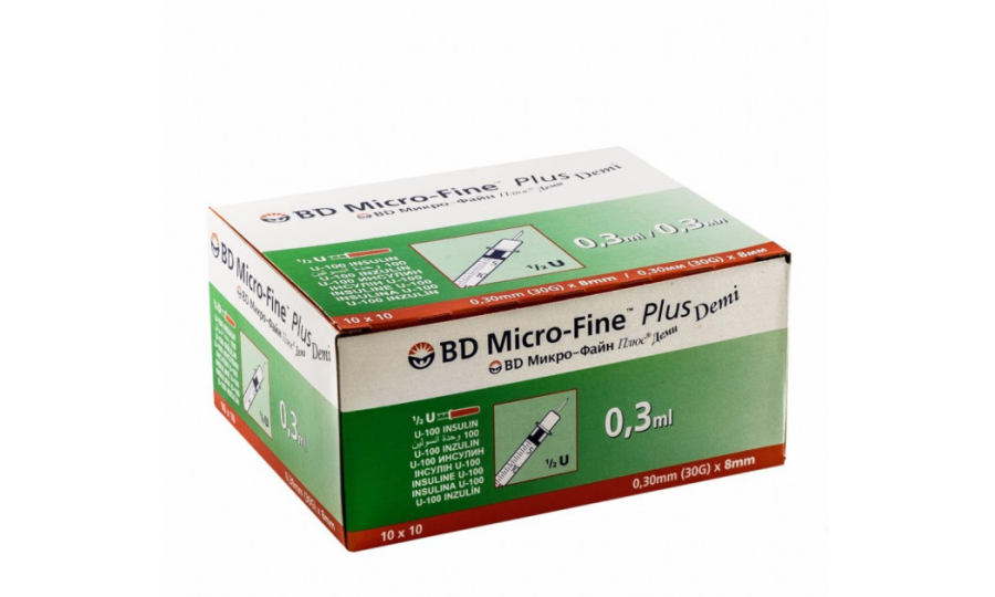 Шприц Мікро Файн Плюс Демі (Micro Fine+) Demi 0,3 мл U-100