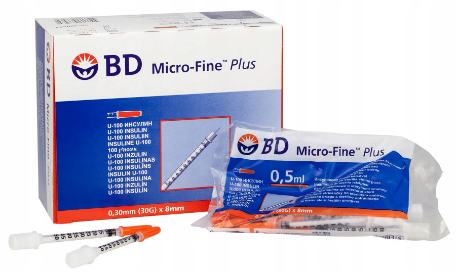 Шприци BD MICRO-FINE PLUS 0,5 мл U100 інсулінові з голкою 0,3 x 8