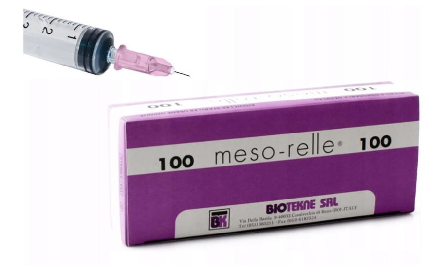 Голки для мезотерапії MESO-RELLE 0,23 x 6 32G x 1/4" AM326 рожеві (100 шт.)