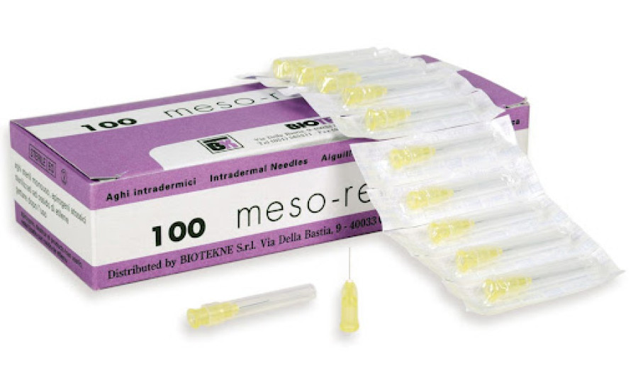 Голки для мезотерапії MESO-RELLE 0,3 x 6 30G x 1/4" M0130G06 жовті (100 шт.)
