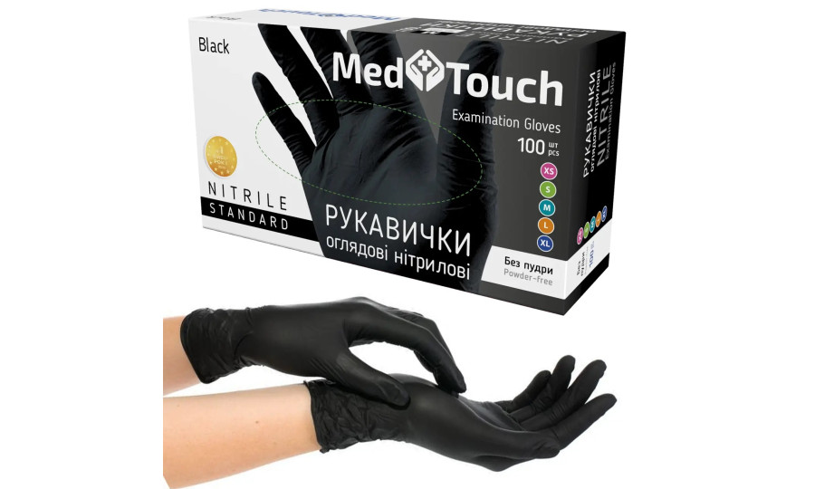 Нітрилові рукавички MedTouch Black 3,5г 100 шт