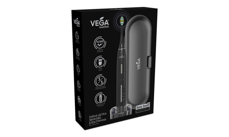 VEGA VT-800 B (чорна) електрична звукова зубна щітка