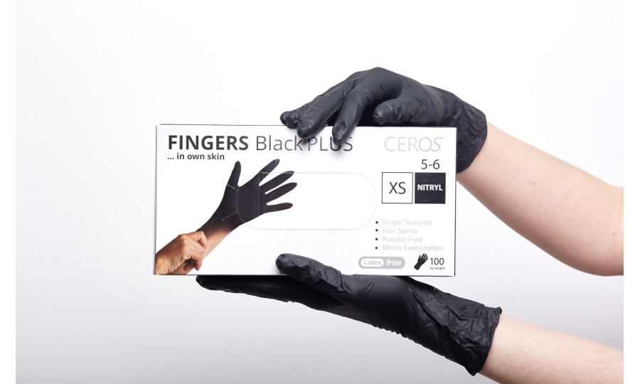 Нітрилові рукавички CEROS Fingers® Black PLUS