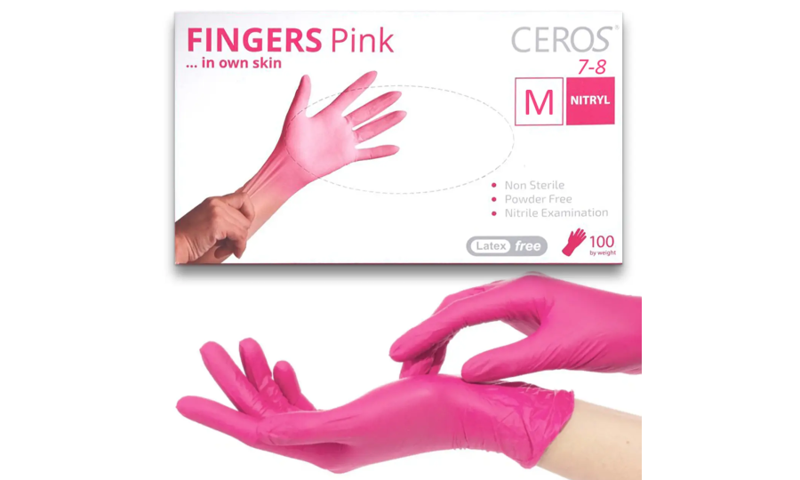 Нітрилові рукавички CEROS Fingers®  рожеві