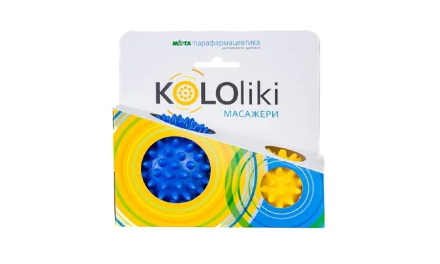 М'яч голчастий Kololiki Д83 блакитний + Д58 жовтий