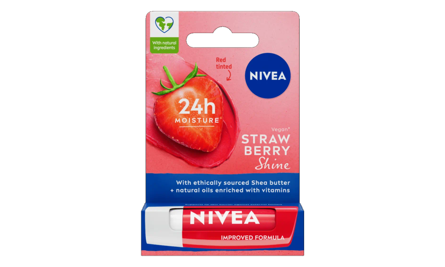 Бальзам-догляд для губ Nivea® Strawberry Shine(Полуничне сяйво)