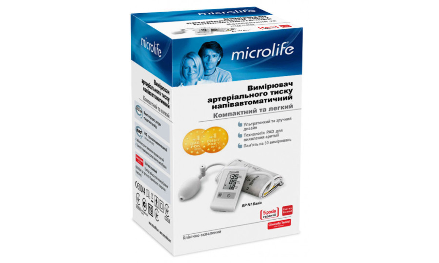 Напівавтоматичний тонометр Microlife BP N1 Basic